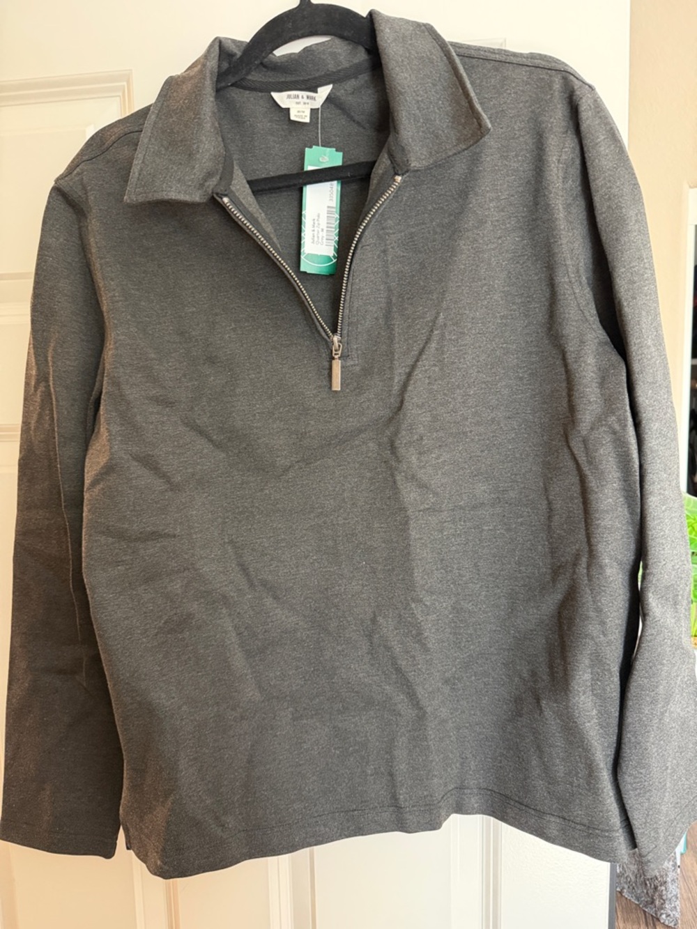Julian & Mark Dark Heather Grey Quarter-Zip Polo Men's Sweater Pullover